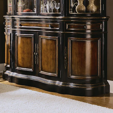 Shaped Buffet with Four Doors & Three Drawers